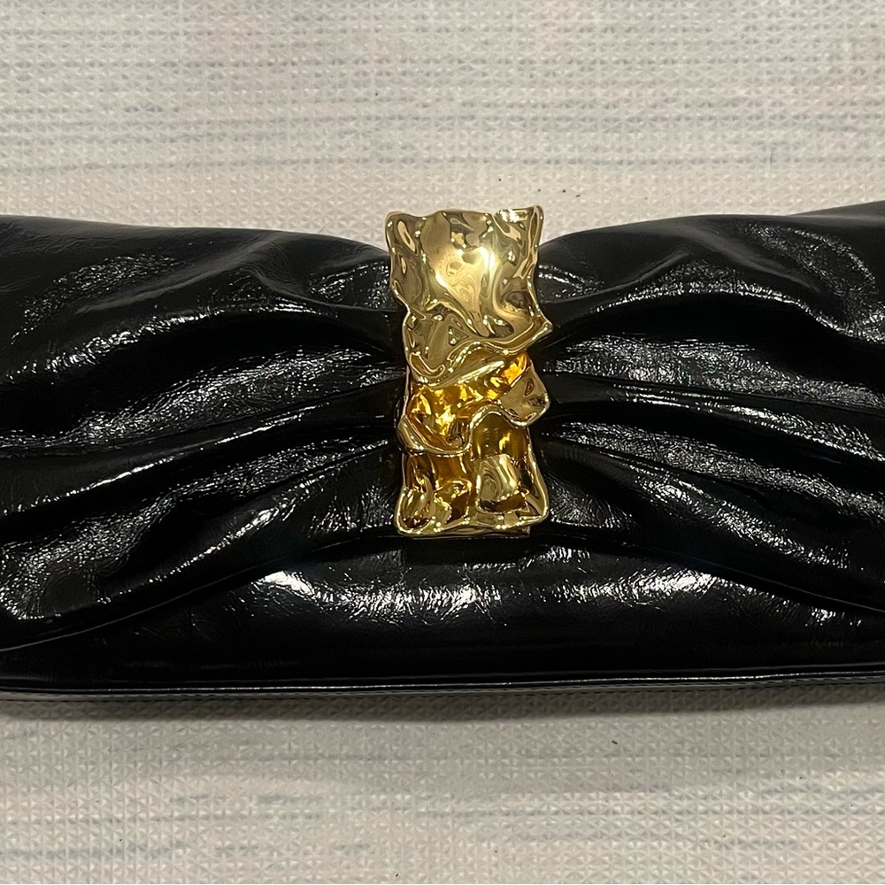 Alexis Bittar Black Clutch with Gold Accent